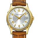 スイス製腕時計【HAMILTONハミルトン】ジャズマスター・ビューマチック・クォーツ(シルバーPVDゴールド側xブラウン革)