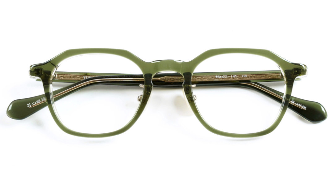 鯖江産メガネ ターニングステップ TP-346 カーキクリアの正面からの全体画像